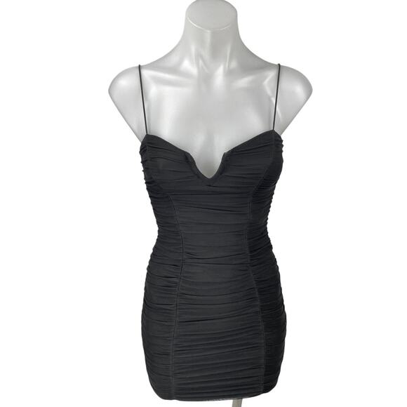 Princess Polly Dresses & Skirts - Princess Polly Black Ruched Wired V-neck Cami Camisole Mini Bodycon Dress 2